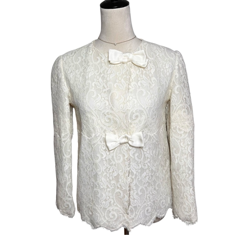 Vintage Lily of France Ivory Lace Bow Formal Jacket Small | Coquette‎ Romantic